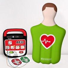 초록이 CPR 풍선 + AED모형 심장충격기 제세동기 창조인 심박이 심폐소생술 교육용