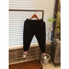 남녀공용 빨검 두줄 밑단 조거 밴딩 기모 바지