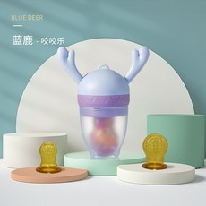 과일과 채소 즐거움 추진 물주머니 아기 물다 즐거움 아기 젖꼭지 달래다 과일 아교 실리콘 아교 젖꼭지, 블루[나노실버무침S.L.M]선물세트, 1개