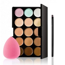 Concealer Palette 15 Colors Makeup Palette Facial 컨실러 팔레트 15가지 색상 메이크업 팔레트 페이셜 카무플라주 컨투어 팔레트(스펀지 퍼, 1개, 15 Count (Pack of 1)