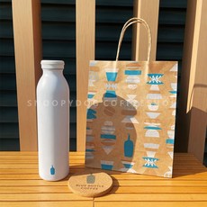일본 블루보틀 텀블러 bluebottle 스테인리스 휴대용 보온병, 클래식 블루 보틀 600mL 코스터 쇼핑백포함, 1개