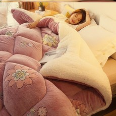 겨울이불 양털이불 두툼한이불 보온, *11 벚꽃 [ 양면 기모 따뜻함 ]