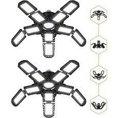 변형 가능한 LED 천장 램프 창고 작업장 조명 10 패널 차고 E27 E26 15000LM, 10 Panels- 2Piece, 2개