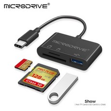 USB C 타입-c 마이크로 SD 카드 리더 어댑터 2.0 SD/TF 플래시 메모리 USB-C IPad 프로 화웨이 맥북, 01 Black, 01 Black