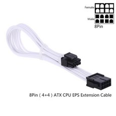 암-수 슬 PSU CPU EPS 익스텐션 전원 코드 공급 케이블 ATX 마더보드 18 AWG, 02 White-CPU 8PIN, 1개