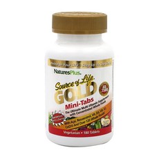 NaturesPlus 네이쳐스 플러스 소스 오브 라이프 골드 미니 탭스 얼티메이트 멀티비타민 180 베지타블렛, 1개, 180정