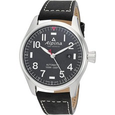 Alpina 알피나 맨즈 스타티머 메탈 스위스-가죽 스트랩 자동 와치 블랙
