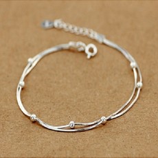 캣즈 바비펄. 실버 심플 두줄은볼팔찌 silver 925. 실버팔찌