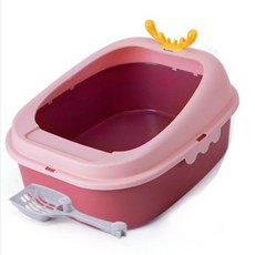 고양이 애완 동물 화장실 플라스틱 청소 개 집 애완 동물 공급 경량 애완 동물 산산조각 방지 균열 방지 안티 깨는 고양이 쓰레기 상자, 작은 크기, 협력사, 스타일 2 핑크, 1개