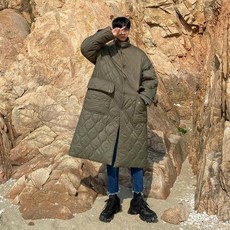 겨울롱패딩 방한롱패딩 발열코트 Mrcycwintercotton 코트 남성용 중간 길이 트렌디 코튼 패딩 재킷 루즈핏 학생 육군 오버코트 겉옷