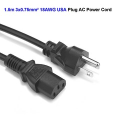 PC 컴퓨터 모니터 Xbox One LG TV HP 3D 프린터용 전기 익스텐션 코드 미국 전원 케이블 1.5m 18AWG NEMA 5-15P IEC C13, 1개
