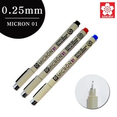 [제이제이오피스] 피그마 마이크론 pigma micron 01 (0.25 mm) 젠탱글 일러스트 제도 캘리그라피 극세밀화, 블랙, 1개