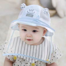 [레몬] 비말(침방울) 차단 기능성 모자 10개월~4세 46~50cm 머리둘레 46~50cm 가림막 끈길이 조절 가능 벙거지