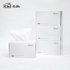 CIEL LIFE 먼지없는 천연펄프 각티슈 코편한 티슈 휴지 미용티슈 갑티슈, 6통, 250매