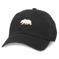 AMERICAN NEEDLE Nubroidery Cali Bear 가죽헤드 슬라우치 조절 가능한 야구 볼캡 마이크로 (블랙)