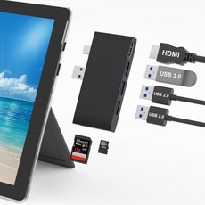 서피스 프로 6/Pro 5/Pro 4 도킹 스테이션 USB 허브(HDMI 포함) - 4/5/6 액세서리 동글 SD 마이크로 카드 메모리 리더 독 4K HDMI 어댑터(USB 3.0, For Surface Pro 4/5/6, 1개