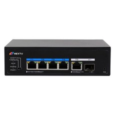 /NEXTU POE3411GDT-BT90 산업용 4포트 90W POE 스위칭 허브 업링크 TP 1포트 SFP+ 1포트 리피터모드 CCTP용 최대 250m 거리연장