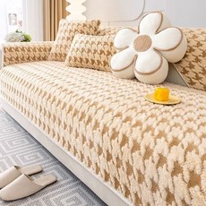  MOSAIRATION 북유럽 겨울 극세사 보온 소파 쿠션 방석 가정용 인테리어 캐주얼 쇼파 패드 사계절 패션 쇼파매트, 버드퍼-카키, 인라인 160cm 소파 패드 세트(5매입) 