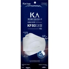 Kf80 KA 케이에이 황사방역 미세먼지 대형 마스크 화이트 1매, kf80 KA케이에이마스크대형화이트(3D) 1매입