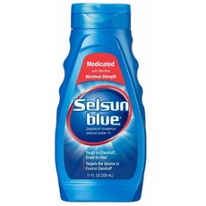 Selsun Blue Medicated Dandruff Shampoo 셀선 블루 댄드러프 샴푸 지루성두피 비듬치료 각11oz(325ml) 3팩, 1개