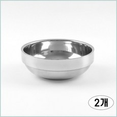키친프리 스텐 이중대접 14cm 업소용 국그릇 배식 국대접, 2개