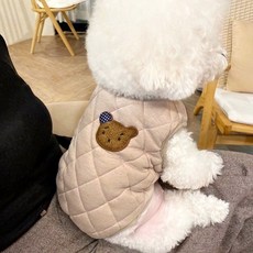반려동물 겨울옷 퀄팅 패딩조끼, 베이지
