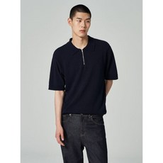 브랜드정품 에잇세컨즈 8SECONDS 부클 반소매 하프집업 칼라넥 니트 네이비 (423751GY2R) 423751GY2R 165232