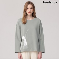 [보니스팍스(여성의류)] [보니스팍스]밑단 프린트 루즈핏 티셔츠-MS62TS126