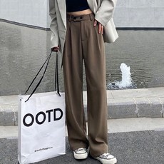 데일로엔 여성 와이드 버튼 일자 팬츠