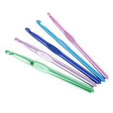 JC 5pc 다색 알루미늄 TUNISIAN / AFGHAN 직물 기술 크로 셰 뜨개질은 바늘을 구부립니다