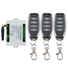 스마트 다중 무선 릴레이 RF 리모컨 스위치 DC 12V 36V 433MHz 4 채널 10A 리시버 + 4CH 금속 송신기, 01 01 1receiver 3remote