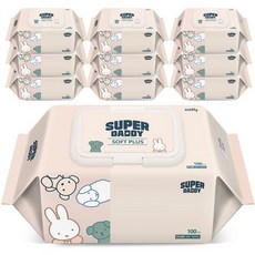 슈퍼대디 저자극 아기물티슈 소프트플러스 캡형, 100매입, 20팩