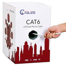 CAT6 Plenum (CMP) 1000ft Bulk Ethernet Cable | Certified 100% Pure Solid Bare Copper | 550MHz 23AWG UTP | Fluke Tested | High Bandwidth & Stable Pe, 1개