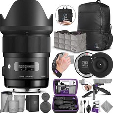 Canon DSLR 카메라 용 Sigma 35mm F1.4 Art DG HSM 렌즈 + Altura Photo Essential 액세서리 및 여행용 번들이있는 Sigma USB, 단일옵션