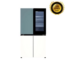 [색상선택형] LG전자 디오스 오브제컬렉션 노크온 4도어 냉장고 메탈 870L 방문설치, T873MTE312, 클레이민트(상), 베이지(하)