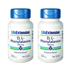라이프익스텐션 D & L 페닐알라닌 500mg 베지테리안 캡슐, 100개입, 2개, 100정