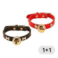 숑숑펫 링링 반려동물 방울 목걸이 1+1, 블랙+레드, 1개 블랙+레드