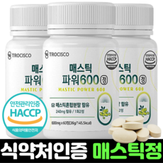 고함량 매스틱 정 180정 3개월분 식약처 인증 HACCP 인정 하이매스틱 분말 가루 메스틱검 가루 알약 캡슐, 2개