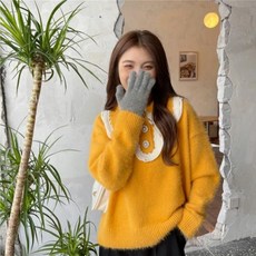 요즘힙한 블핑제니 플라워버튼 니트스웨터 여성니트 여자니트 완소템 데일리룩