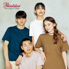 프린트스타 17수 라운드 반팔 티셔츠 무지 면티 티 00085-CVT