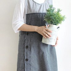 그레이 롱버튼 어린이집선생님 보육교사 원피스 면 앞치마