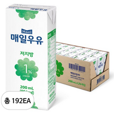 매일우유 저지방 1% 우유, 192개, 200ml