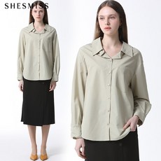 [KT알파쇼핑][쉬즈미스(SHESMISS)] 오픈 카라 언발란스 코튼 셔츠