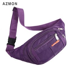 AZMON 캐주얼 원컬러 멀티포켓 미니힙색 다용도 스포츠 웨이스트백 2.5L, 35cm x 14cm x 9cm, 퍼플
