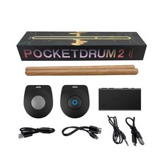 전자드럼 AeroBand-PocketDrum 2 Plus 체성 감각 디지털 전자 에어 드럼 스틱 세트 드럼스틱 풋 페달 블루투스 어댑터, [01] 브라운