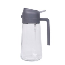 470ML 오일 분무기 2 in 1 오일 디스펜서 병 스프레이 노즐 식품 등급 요리 굽고 바베큐 오일 스프레이 병, 회색, 1개