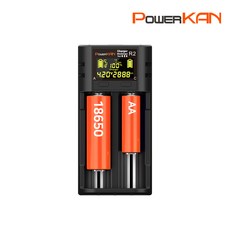 파워칸 LCD 지능형 배터리 충전기 2구 리튬 니켈 R2 건전지 밧데리 고속충전 18650 AA AAA 21700 26650 용량확인 과충전방지, 1개