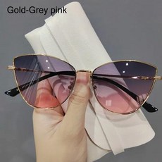 여성용 소형 빈티지 고양이 눈 선글라스 오버사이즈 그늘 패션 여름 안경 UV400, [03] Gold-Grey pink