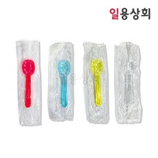[ILYONG] 시식용 미니 스푼 CK 84mm 1매씩 낱개포장 8000개 4색혼합 아이스크림 젤라또 빙수, 1개