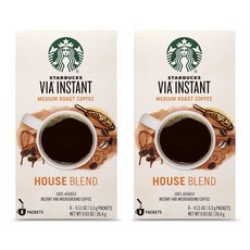 스타벅스 비아 인스턴트 하우스 블렌드 미디엄 로스트 1박스(8개입) x2 VIA Instant House Blend Medium Roast Coffee, 2개, 8개입